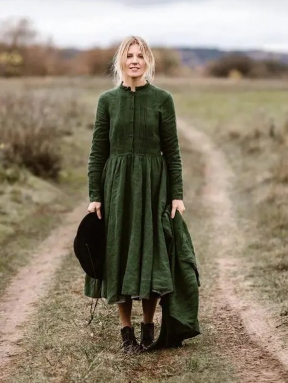 Son de Flor "Eliza" Dress in Evergreen, NWT